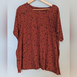 Addition Elle Moder Fit Printed Tee Women's 4X Rust Colored Floral Print
